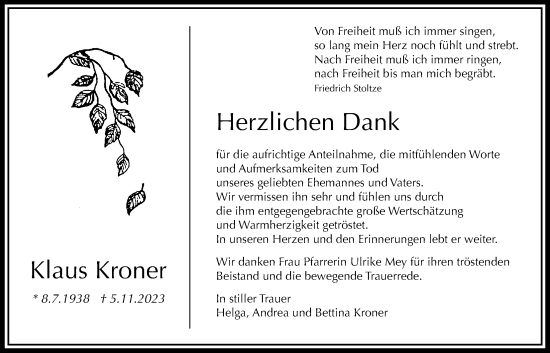 Traueranzeige von Klaus Kroner von Bad Vilbel/Karben
