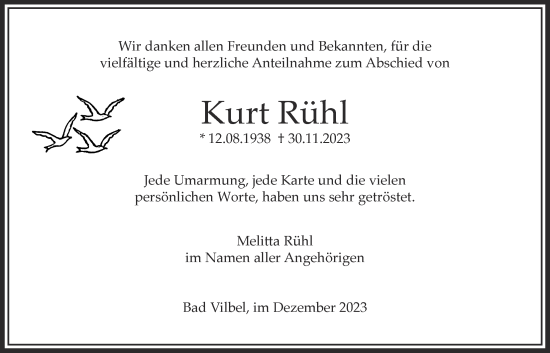 Traueranzeige von Kurt Rühl von Bad Vilbel/Karben
