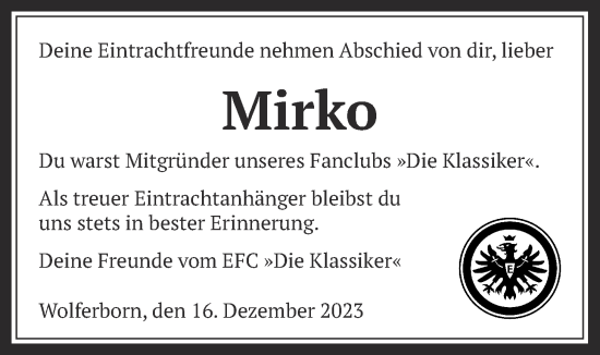 Traueranzeige von Mirko  von Kreis-Anzeiger