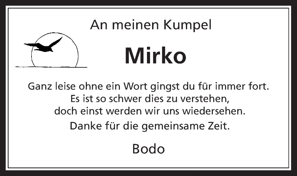  Traueranzeige für Mirko Röder vom 09.12.2023 aus Kreis-Anzeiger