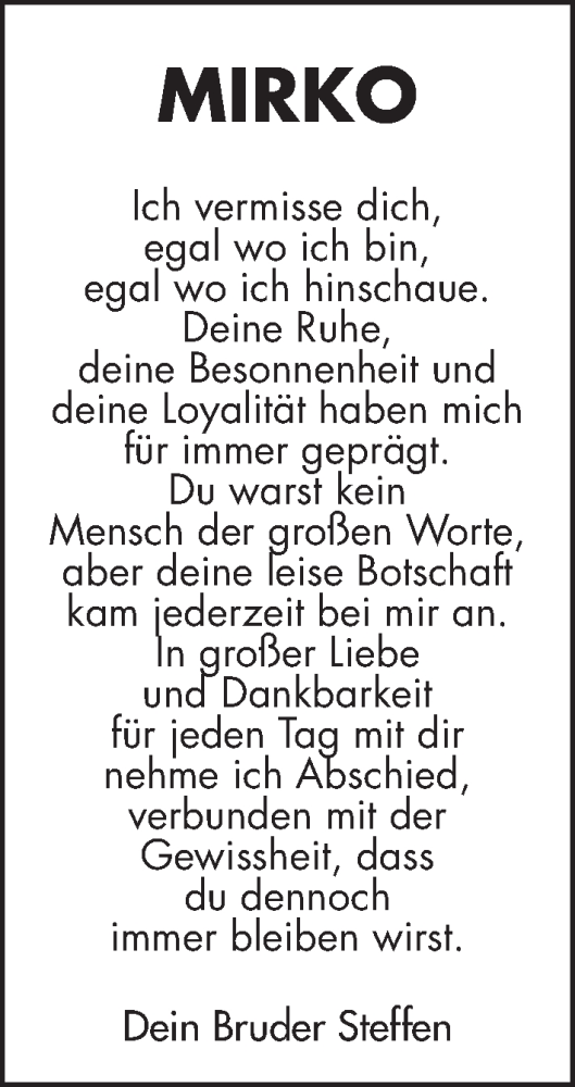 Traueranzeige von Mirko Röder von Kreis-Anzeiger