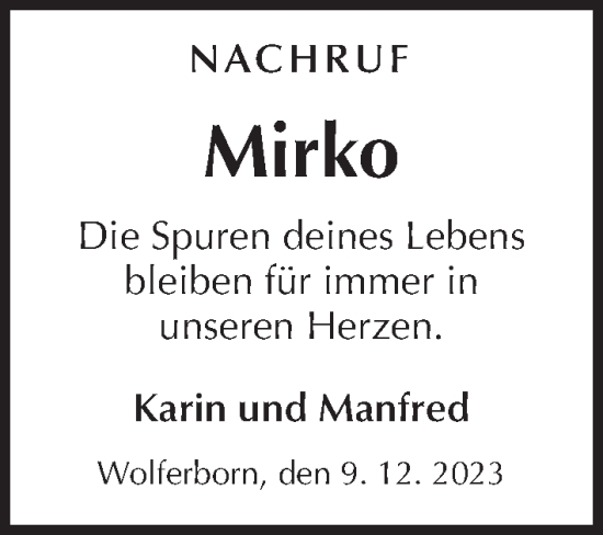 Traueranzeige von Mirko Röder von Kreis-Anzeiger
