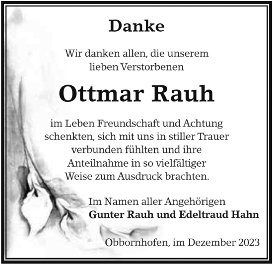 Traueranzeige von Ottmar Rauh von Licher Wochenblatt