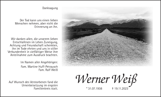 Traueranzeige von Werner Weiß von Bad Vilbel/Karben