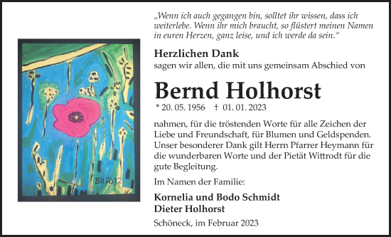 Traueranzeige von Bernd Holhorst von Bad Vilbel/Karben