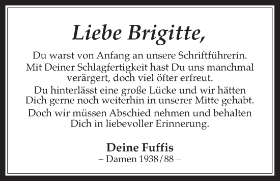 Traueranzeige von Brigitte Becker von Giessener Allgemeine, Alsfelder Allgemeine