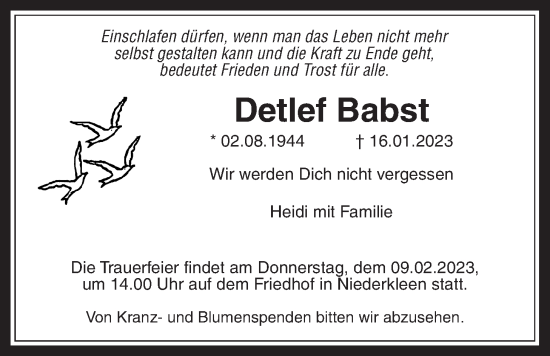Traueranzeige von Detlef Babst von Giessener Anzeiger