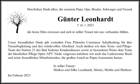 Traueranzeige von Günter Leonhardt 
