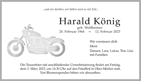 Traueranzeige von Harald König von Wetterauer Zeitung