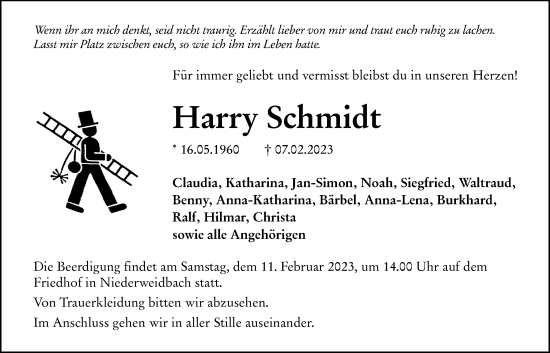 Traueranzeige von Harry Schmidt von Giessener Anzeiger