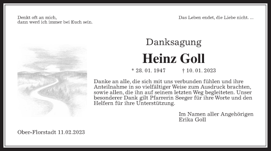 Traueranzeige von Heinz Goll von Wetterauer Zeitung