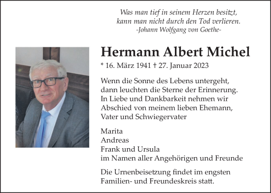 Traueranzeige von Hermann Albert Michel von Wetterauer Zeitung