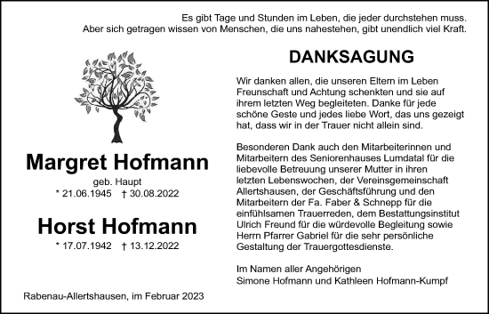 Traueranzeige von Horst Hofmann von Giessener Anzeiger