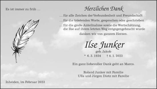 Traueranzeige von Ilse Junker von Licher Wochenblatt