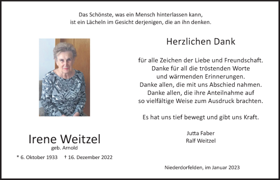 Traueranzeige von Irene Weitzel von Bad Vilbel/Karben
