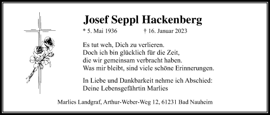 Traueranzeige von Josef Seppl Hackenberg von Wetterauer Zeitung