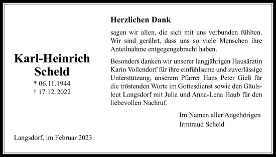 Traueranzeige von Karl-Heinrich Scheld von Licher Wochenblatt
