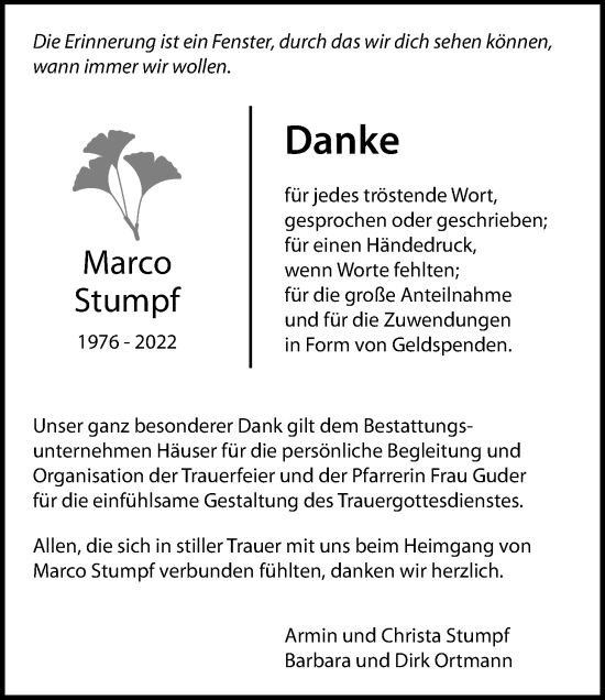 Traueranzeige von Marco Stumpf von Pohlheimer Nachrichten