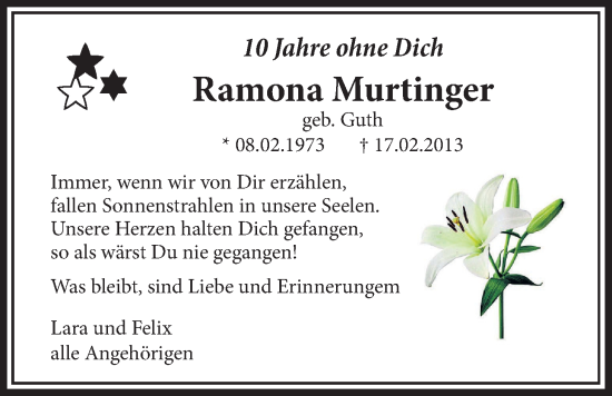 Traueranzeige von Ramona Murtinger von Kreis-Anzeiger, 