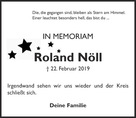 Traueranzeige von Roland Nöll von Usinger Anzeiger