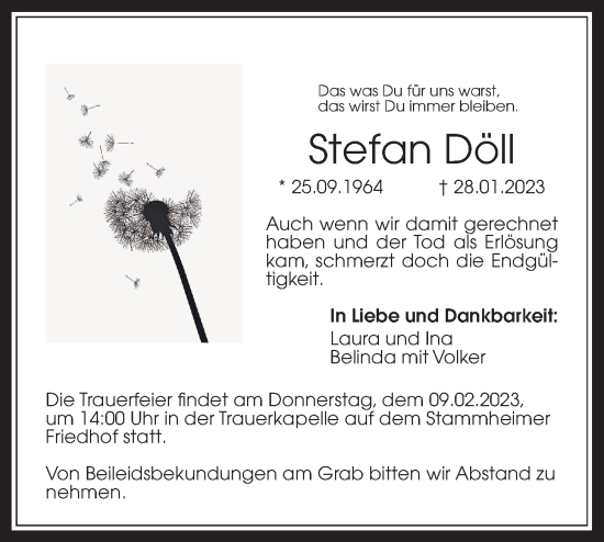 Traueranzeige von Stefan Döll von Wetterauer Zeitung