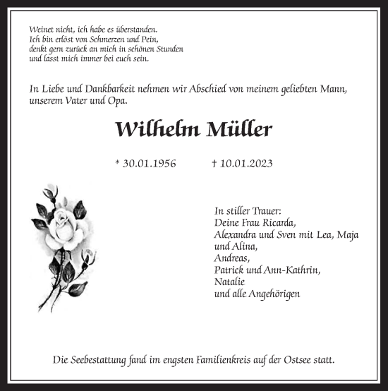 Traueranzeige von Wilhelm Müller von Wetterauer Zeitung