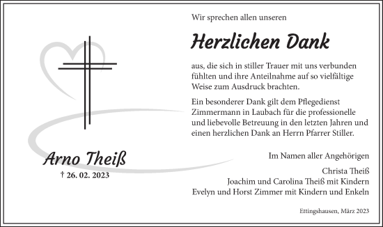 Traueranzeige von Arno Theiß von Giessener Allgemeine, Alsfelder Allgemeine