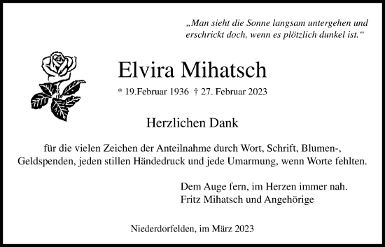 Traueranzeige von Elvira Mihatsch von Bad Vilbel/Karben
