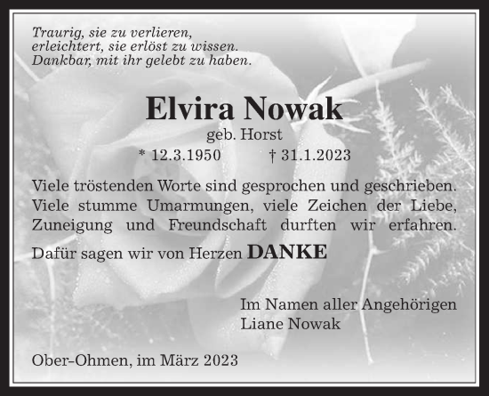 Traueranzeige von Elvira Nowak von Mücker Stimme