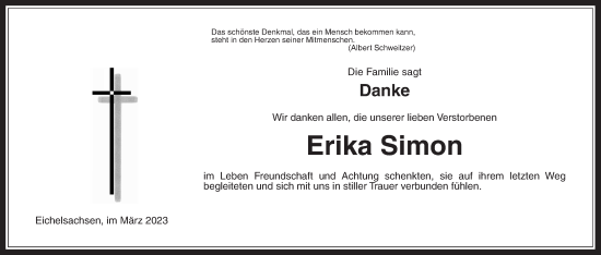 Traueranzeige von Erika Simon von Kreis-Anzeiger
