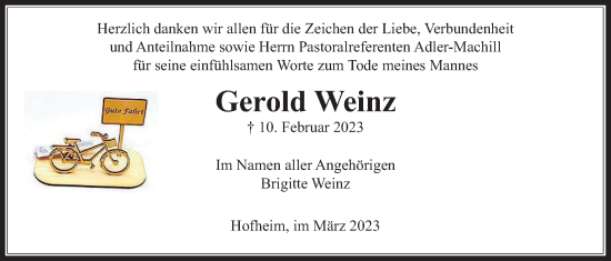 Traueranzeige von Gerold Weinz 