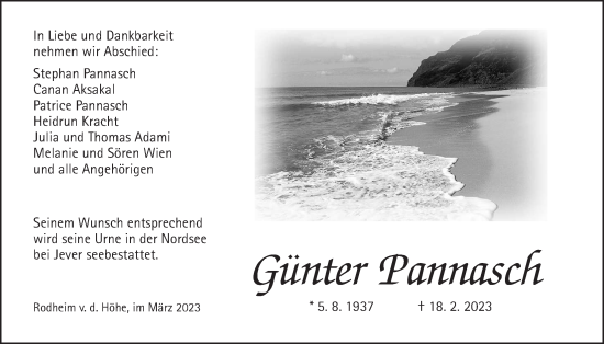 Traueranzeige von Günter Pannasch von Wetterauer Zeitung
