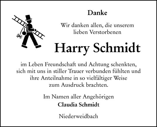 Traueranzeige von Harry Schmidt von Giessener Allgemeine, Alsfelder Allgemeine