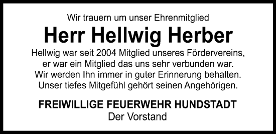 Traueranzeige von Hellwig Herber von Usinger Anzeiger