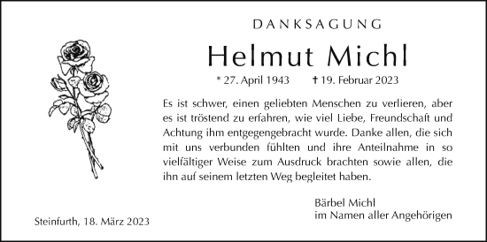 Traueranzeige von Helmut Michl von Wetterauer Zeitung