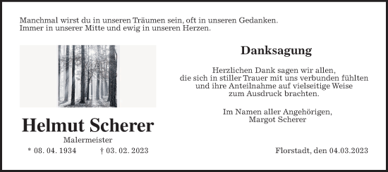 Traueranzeige von Helmut Scherer von Wetterauer Zeitung