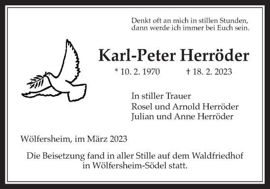 Traueranzeige von Karl-Peter Herröder von Wetterauer Zeitung