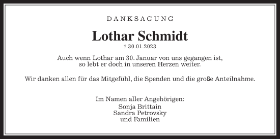 Traueranzeige von Lothar Schmidt von Wetterauer Zeitung, Wetterauer Zeitung
