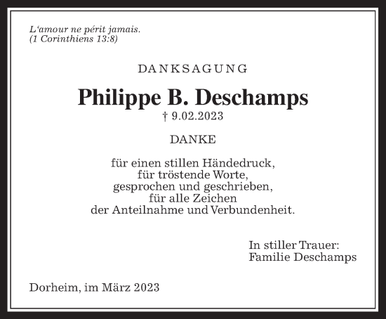 Traueranzeige von Philippe  Deschamps von Wetterauer Zeitung