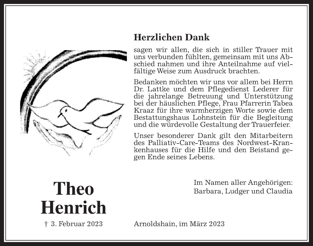  Traueranzeige für Theo Henrich vom 04.03.2023 aus Usinger Anzeiger