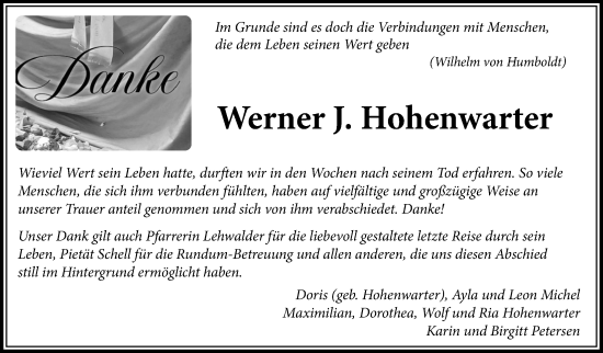 Traueranzeige von Werner J. Hohenwarter von Bad Vilbel/Karben
