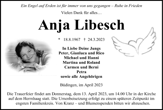 Traueranzeige von Anja Libesch von Kreis-Anzeiger