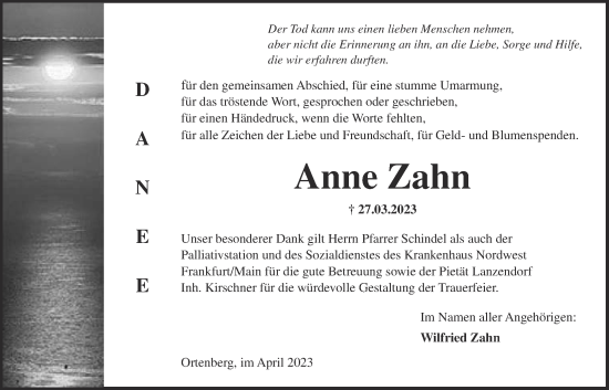 Traueranzeige von Anne Zahn von Kreis-Anzeiger