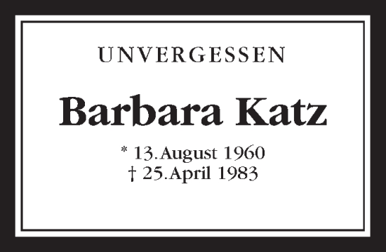 Traueranzeige von Barbara Katz von Giessener Allgemeine, Alsfelder Allgemeine, Wetterauer Zeitung