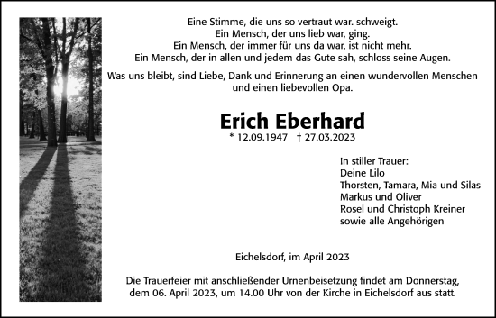 Traueranzeige von Erich Eberhard von Kreis-Anzeiger