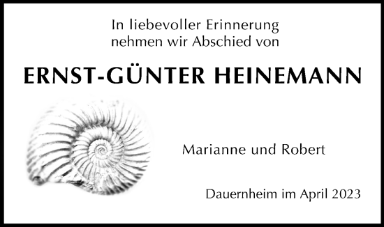 Traueranzeige von Ernst-Günter Heinemann von Kreis-Anzeiger