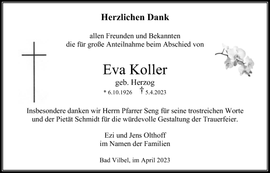 Traueranzeige von Eva Koller Koller von Bad Vilbel/Karben