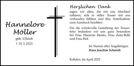 Traueranzeige von Hannolore Möller von Kreis-Anzeiger
