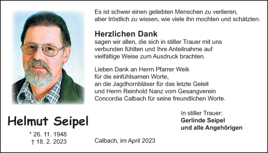 Traueranzeige von Helmut Seipel von Kreis-Anzeiger