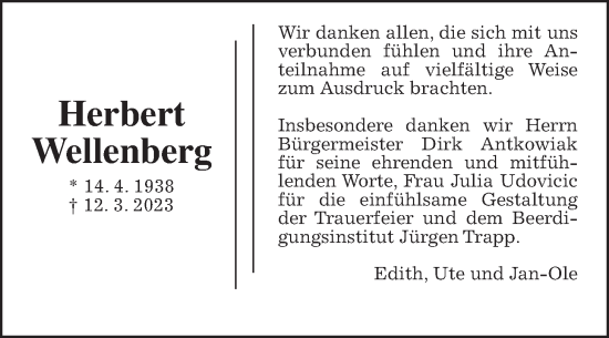 Traueranzeige von Herbert Wellenberg von Wetterauer Zeitung